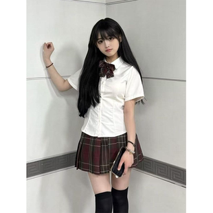套装 原创JK制服日系学院风短袖 百搭海棠红短裙夏季 收腰衬衫 基础款
