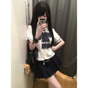 基础学院风JK裙套装 2025夏季 衬衫 新款 女 百搭JK制服收腰水手服短款