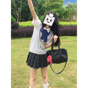原创JK制服浅灰针织衫 海苔短裙 背心马甲校供感学院风穿搭夏季 新款