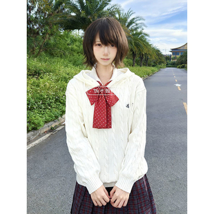 学院风时尚基础款长袖开衫衬衫上衣小众水济中连帽毛衣原创两件套