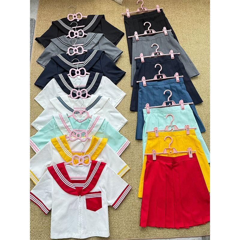 双子星闺蜜穿搭JK制服夏季新款水手服搭配百褶可爱少女软妹套装女 - 实物图