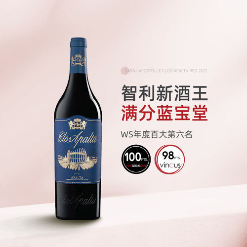 JS100分 智利十八罗汉 蓝宝堂酒庄正牌干红葡萄酒红酒 2021