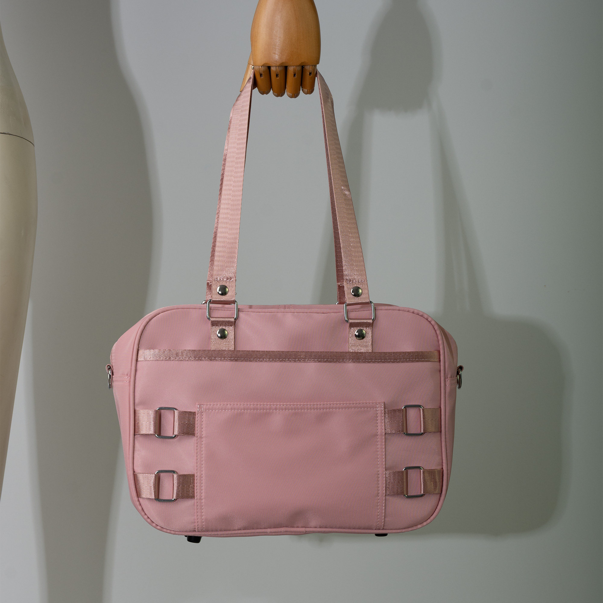 粉色JK制服包A4大容量 三用手提单肩斜挎 日系学院轻便尼龙布女包