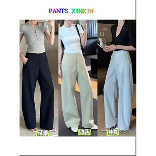 女248311 高腰显瘦浅卡其百搭通勤弹力休闲弯刀长裤 2026年春季 新品