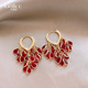 2026新款 爆款 水晶流苏耳环女独特红色耳钉轻奢高级感气质大气耳饰