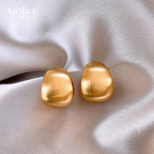 金色拉丝几何耳环女2025新款 小众耳钉秋冬气质耳饰高级感轻奢 爆款