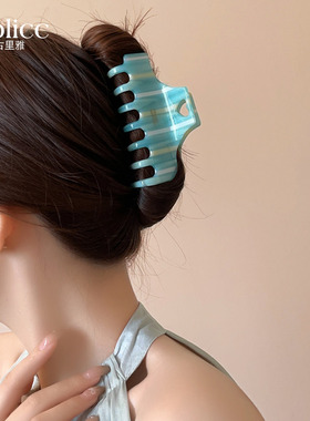 条纹爱心抓夹女发夹后脑勺高级感2026新款独特漂亮发饰头饰鲨鱼夹