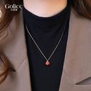 相思红豆珍珠吊坠项链女2025新款 毛衣链高级感轻奢小众金色配饰品