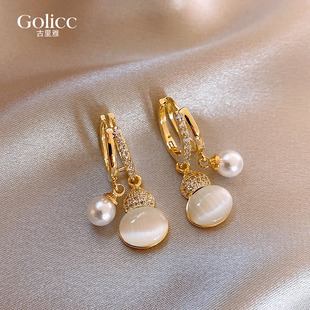 高级感轻奢耳饰品 爆款 新中式 猫眼葫芦耳环女独特漂亮耳钉2026新款