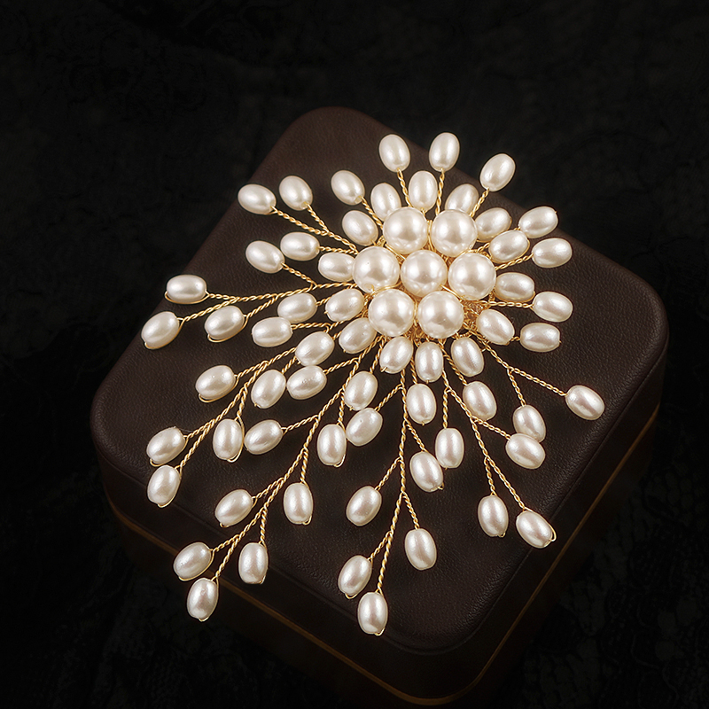 小众设计珍珠烟花胸针轻奢高级感