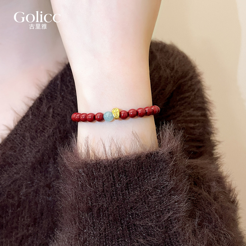 红色串珠手串轻奢小众精致手饰