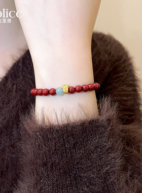 红色串珠手串轻奢小众精致手饰