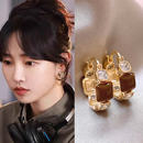 巨好看耳钉秋冬耳扣耳饰 爆款 明星同款 美拉德耳圈耳环女2025年新款