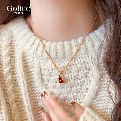 2026新款爆款玄学旺财葫芦项链女轻奢高级感毛衣链红色吊坠配饰品 - 封面