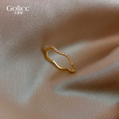 金色波浪戒指女2026新款 轻奢高级感巨好看叠戴可调节食指指环 爆款