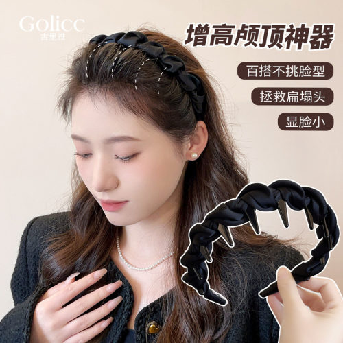 黑色缠绕高颅顶发箍高级感发饰