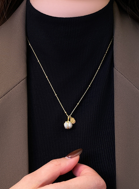 金色满钻柿柿如意柿子吊坠项链