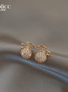 金色新年福袋耳钉女精致小巧2026新款爆款高级感耳饰独特漂亮耳环