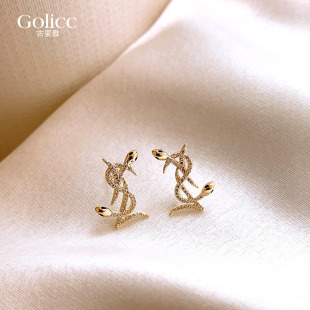 金色蛇形轻奢高级感耳钉女2026年新款气质大气耳环日常百搭耳饰品