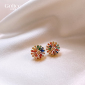 多巴胺彩色锆石小雏菊耳钉女2025新款 独特漂亮耳环高级感精致耳饰