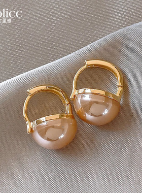 古里雅香槟色珍珠耳扣女高级感耳饰气质耳钉2025新款爆款轻奢耳环