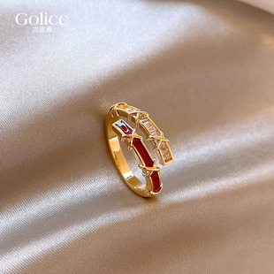 红色开口戒指女轻奢高级感本命年食指指环巨好看的锆石新年手饰品