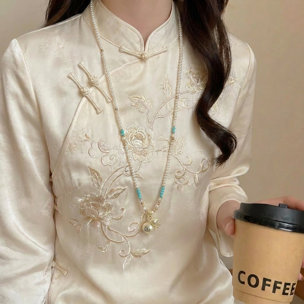 珍珠葫芦吊坠长项链女2026新款国风新中式配饰轻奢小众毛衣链装饰
