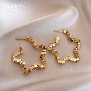 金色碎银子星星圈圈耳环女适合圆脸 耳饰 耳钉精致耳圈2025年新款