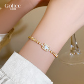金色锆石方糖手链女款 七夕礼物2026新款 轻奢小众精致高级感手饰品