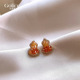 古里雅红色水晶葫芦耳钉女轻奢高级感气质大气耳饰品精致小巧耳环