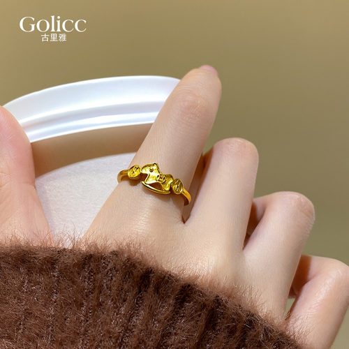 金色木马开口戒指轻奢高级感指环