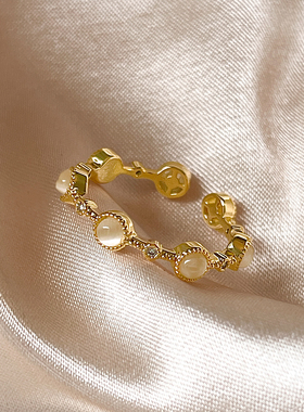 金色圆形素圈戒指小众设计指环