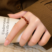 复古红色开口食指戒指女士本命年轻奢高级感2026爆款 新年指环配饰