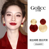红色不对称耳钉女2026新款 爆款 巨好看耳环轻奢高级感气质大气耳饰