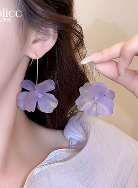 小众精致紫色花朵耳钉女2025年新款耳环轻奢高级感气质度假风耳饰