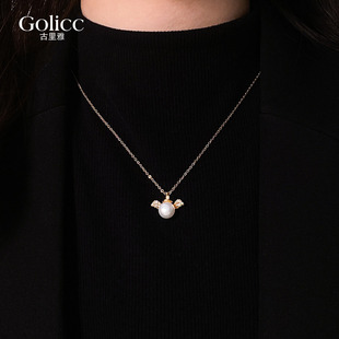 金色小天使淡水珍珠吊坠项链女马年毛衣链轻奢高级感气质大气配饰