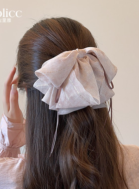 法式雪纺蝴蝶结小抓夹女2026新款高级感头饰发饰后脑勺半扎发夹子