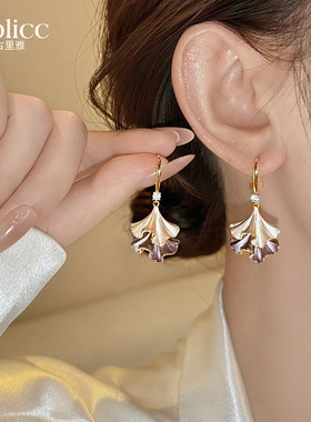 紫色流苏耳环女2026年新款爆款高级感轻奢耳饰耳钉巨好看秋冬耳坠