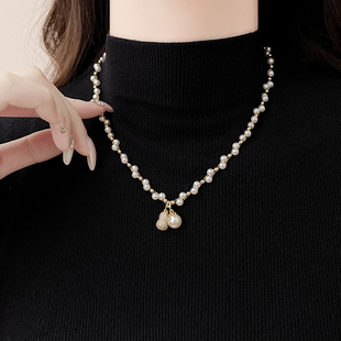 轻奢小众夸张珍珠项链女2025新款 饰 颈链高级感毛衣链配饰品秋冬装