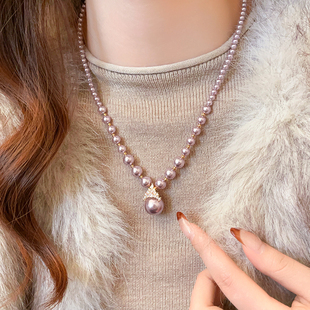 夸张珍珠毛衣项链女大气高档高级感轻奢2025新款吊坠颈链配饰秋冬