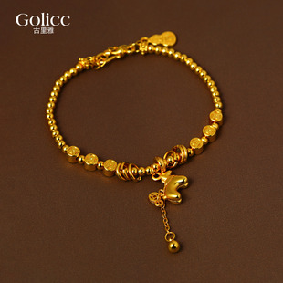 古法沙金串珠立体小马手链女2025新款手串轻奢小众精致高级感手饰