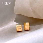 金色方形钛钢耳钉高级感2026新款 轻奢耳环小众独特绝美耳饰女 爆款