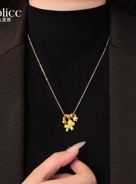 马年沙金钱币小马吊坠项链高级感