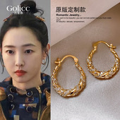 锆石麻花耳扣圈圈耳环轻奢高级感耳钉2020新款 爆款 小众独特耳饰女