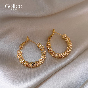 爆款 碎银子圆圈耳环女小众设计轻奢高级感耳圈2025新款 夸张耳饰品