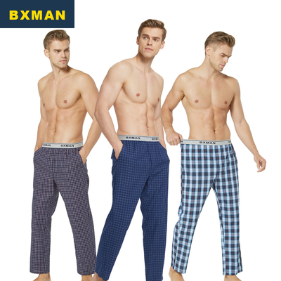 口袋长裤梭织睡裤BXMAN纯棉男