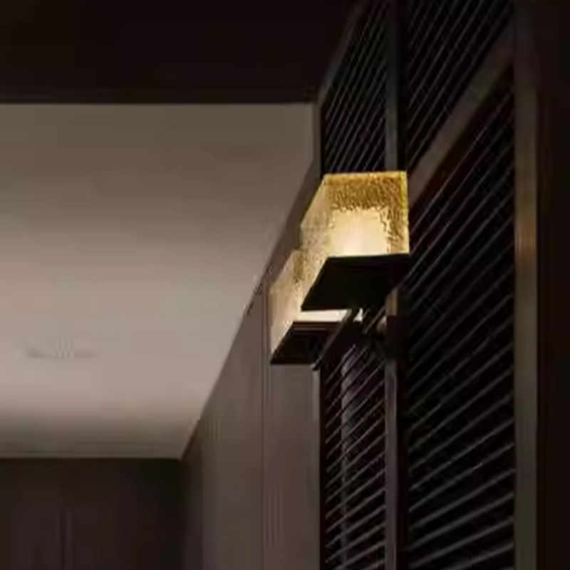 新款现代中式酒店大堂宾馆客房床头灯过道养生会所水波纹订制壁灯