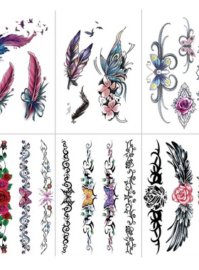 刨腹产疤痕文身贴长条形蝴蝶羽毛横疤竖疤防水女临时一次性身贴纸