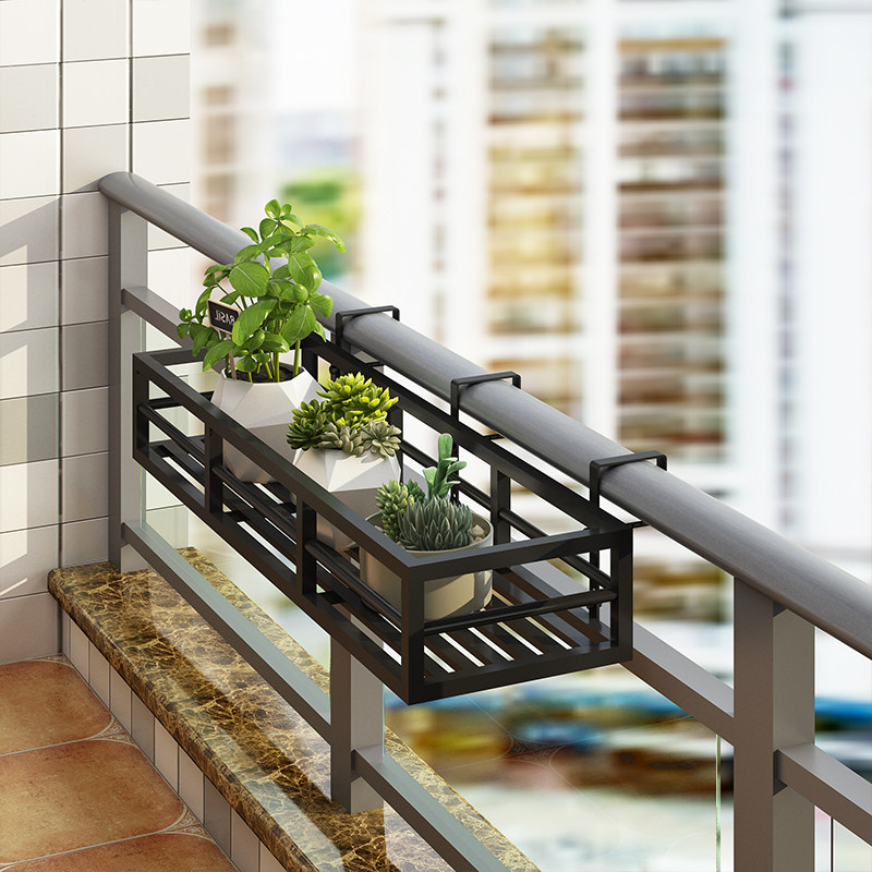 阳台悬挂花架子烤漆栏杆不锈钢花架式防盗窗户围栏户外简约植物架
