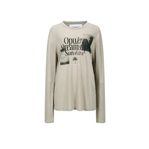 【YCH】25SS春夏 宽松百搭复古印花长袖圆领T恤上衣